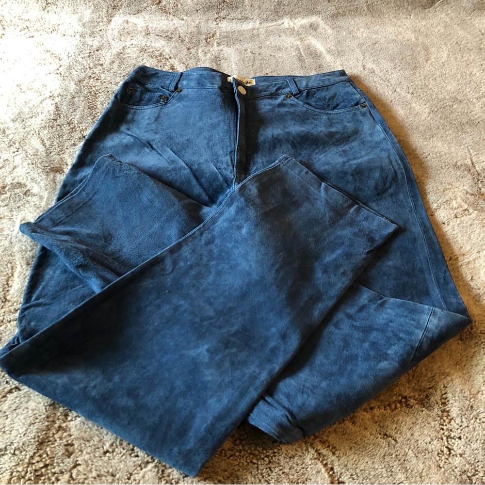 Bagatelle Navy 100% Leather Suede Pants